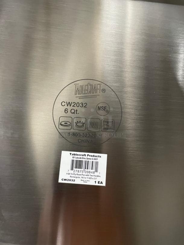 BRAND NEW! TableCraft Commercial Stainless Steel Rectangular 6 Qt. Roasting Pan! With Handles! Model: CW2032! 4X Your Bid! - Image 8 of 10
