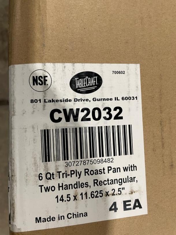 BRAND NEW! TableCraft Commercial Stainless Steel Rectangular 6 Qt. Roasting Pan! With Handles! Model: CW2032! 4X Your Bid! - Image 5 of 10