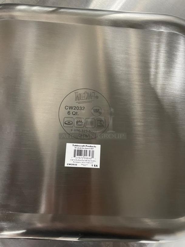 BRAND NEW! TableCraft Commercial Stainless Steel Rectangular 6 Qt. Roasting Pan! With Handles! Model: CW2032! 4X Your Bid! - Image 10 of 10