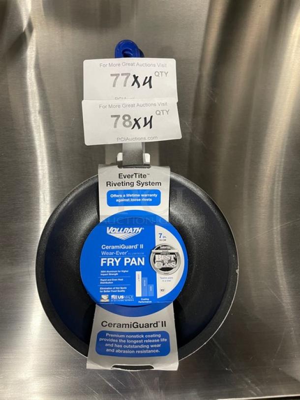 BRAND NEW! Vollrath Wear-Ever Series Commercial Aluminum 7” Round Fry Pan! With CeramiGuard-II Non-Stick Coating! With Blue Grip Handle! Model: Z4007! 4X Your Bid! - Image 2 of 10