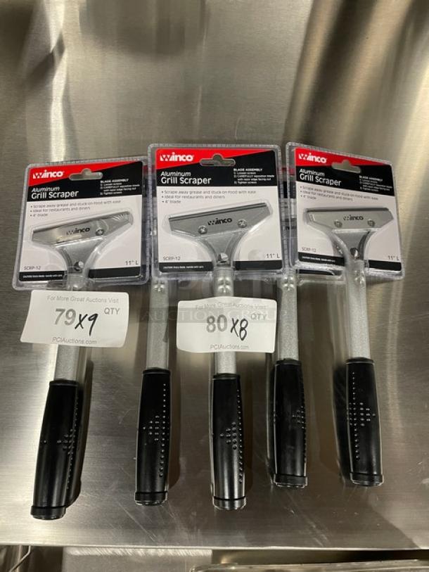 BRAND NEW! Winco Commercial Aluminum Handheld Economy Scraper! With 4” Blade! With Black PVC Grip Handle! Model: SCRP-12! 9X Your Bid! - Image 2 of 7