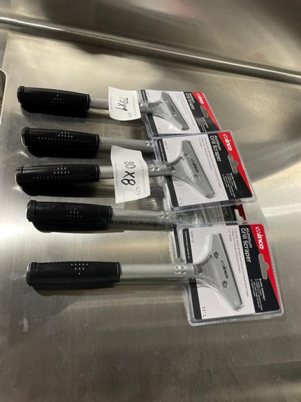 BRAND NEW! Winco Commercial Aluminum Handheld Economy Scraper! With 4” Blade! With Black PVC Grip Handle! Model: SCRP-12! 9X Your Bid! - Image 3 of 7