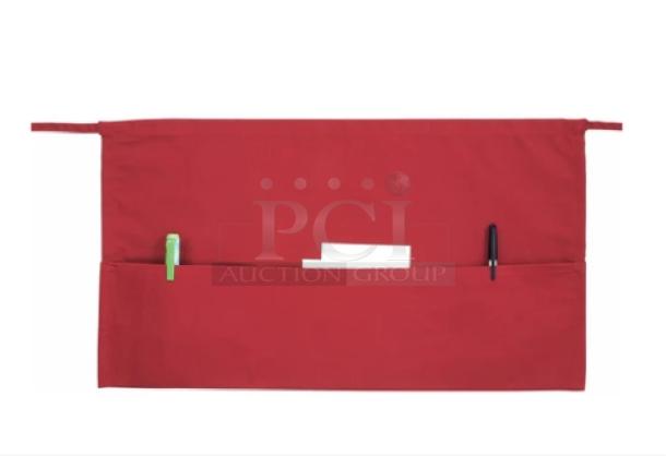 BRAND NEW! Winco Signature Look Collection Commercial Red 3-Pocket Waist Apron! Model: WA-1221RED! 12X Your Bid! - Image 1 of 7