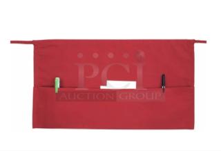 Brand new Winco WA1221RED 3-pocket waist apron, part of the Signature Look Collection, in vibrant red.