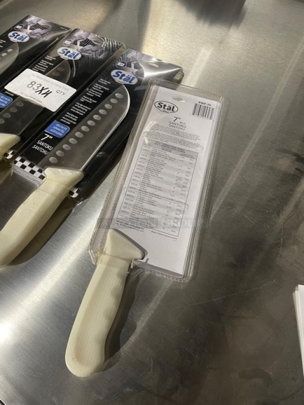 BRAND NEW! Winco Stal Series Commercial High Carbon German Steel 7” Santoku Knife! With White Grip Handle! Model: KWP-70! 4X Your Bid! - Image 7 of 9