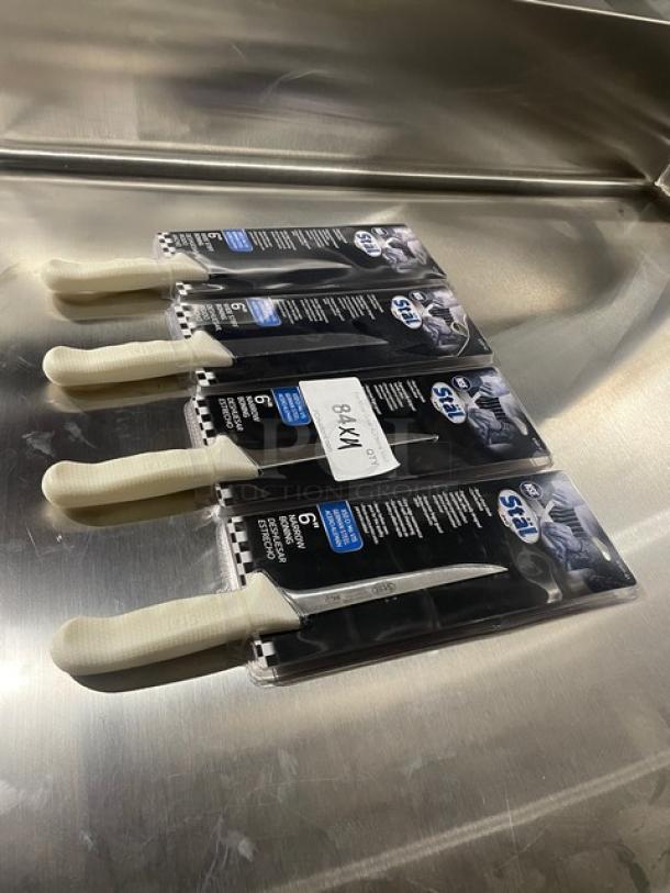 BRAND NEW! Winco Stal Series Commercial High Carbon German Steel 6” Narrow Boning Knife! With White Grip Handle! Model: KWP-61! 4X Your Bid! - Image 3 of 8