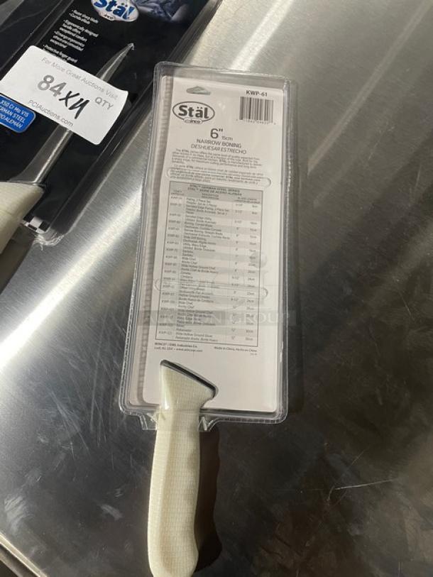 BRAND NEW! Winco Stal Series Commercial High Carbon German Steel 6” Narrow Boning Knife! With White Grip Handle! Model: KWP-61! 4X Your Bid! - Image 4 of 8