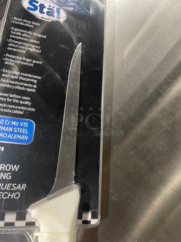 BRAND NEW! Winco Stal Series Commercial High Carbon German Steel 6” Narrow Boning Knife! With White Grip Handle! Model: KWP-61! 4X Your Bid! - Image 8 of 8