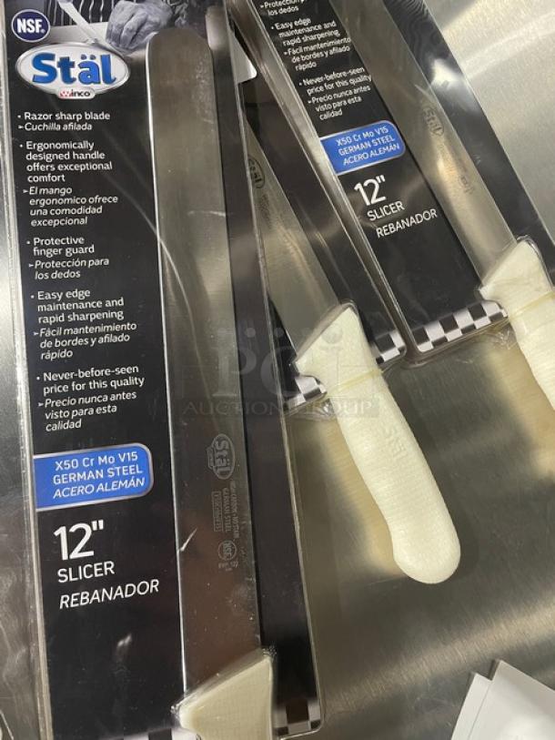 BRAND NEW! Winco Stal Series Commercial High Carbon German Steel 12” Slicer Knife! With White Grip Handle! Model: KWP-122! 3X Your Bid! - Image 6 of 8