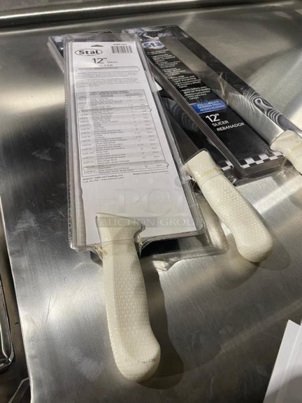 BRAND NEW! Winco Stal Series Commercial High Carbon German Steel 12” Slicer Knife! With White Grip Handle! Model: KWP-122! 3X Your Bid! - Image 7 of 8