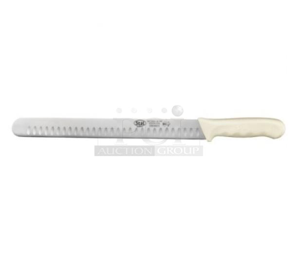 BRAND NEW! Winco Stal Series Commercial High Carbon German Steel 12” Wide Hollow Ground Slicer Knife! With White Grip Handle! Model: KWP-123! 4X Your Bid! - Image 1 of 8