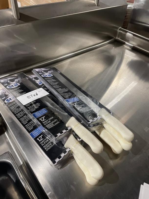 BRAND NEW! Winco Stal Series Commercial High Carbon German Steel 12” Wavy Edge Slicer Knife! With White Grip Handle! Model: KWP-121! 6X Your Bid! - Image 3 of 8