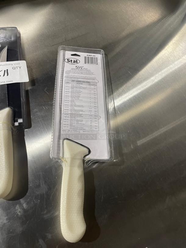 BRAND NEW! Winco Stal Series Commercial High Carbon German Steel 5-1/2” Serrated Edge Utility Knife! With White Grip Handle! Model: KWP-50! 11X Your Bid! - Image 6 of 8