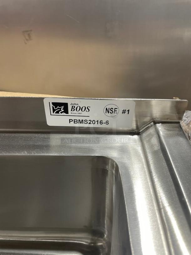 BRAND NEW! John Boos Commercial Stainless Steel Floor Mounted 20"x16" Single Compartment 6" Deep Mop Sink! - Image 7 of 8