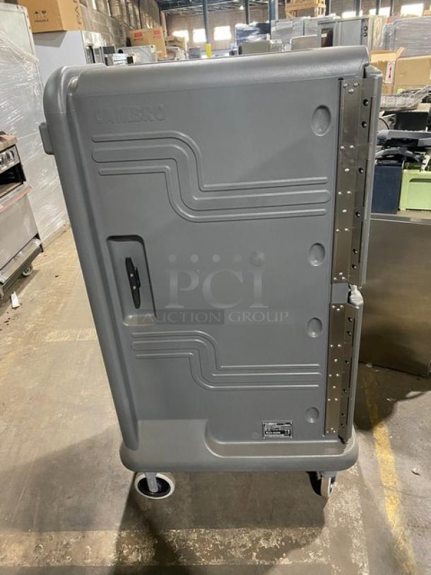 Cambro Pro Cart Ultra Series insulated pan carrier, charcoal gray, non-electric, new condition, with casters and two compartments.