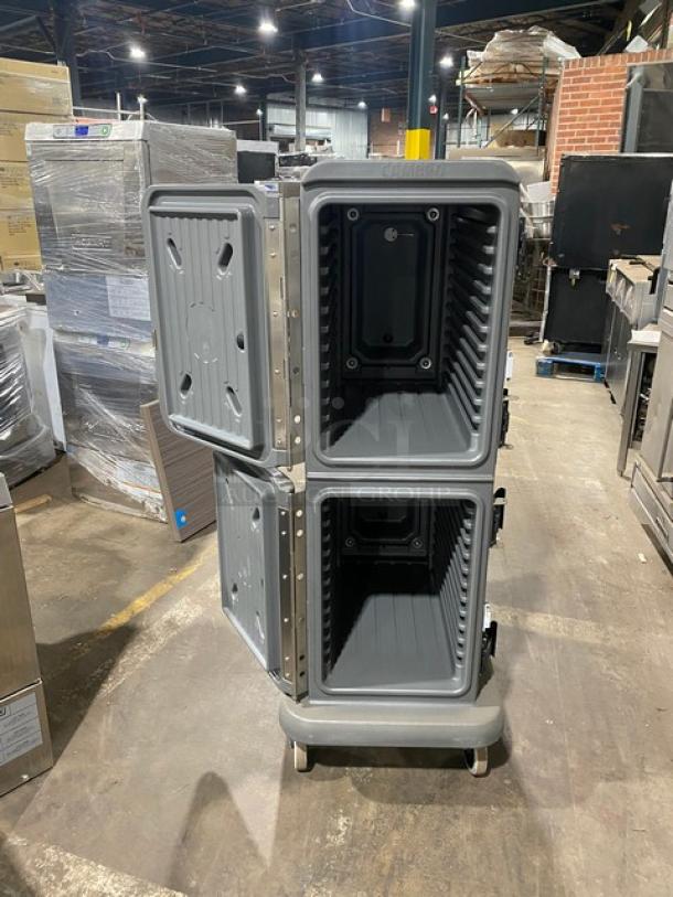 NEW! OUT OF THE BOX! Cambro Pro Cart Ultra Series Commercial Charcoal Gray Non-Electric Insulated Pan Carrier! With 2-Passive Compartments! On Casters! - Image 7 of 8