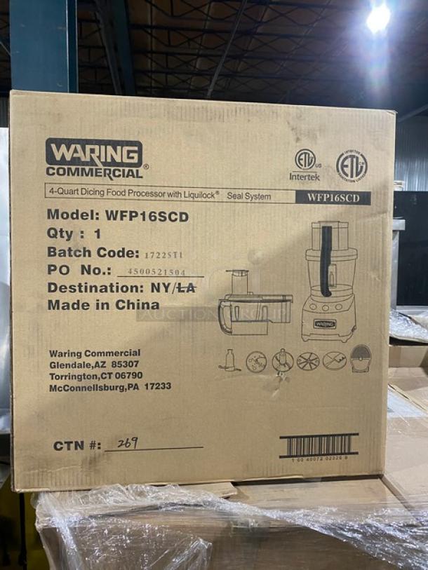 BRAND NEW! Waring Commercial Electric Powered Countertop 4 Qt. Dice Combination Food Processor! With Liquilock Seal System! With Continuous Feed Attachment & Discs! Model: WFP16SCD! - Image 3 of 8
