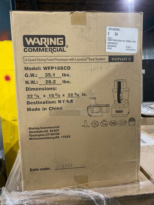 BRAND NEW! Waring Commercial Electric Powered Countertop 4 Qt. Dice Combination Food Processor! With Liquilock Seal System! With Continuous Feed Attachment & Discs! Model: WFP16SCD! - Image 4 of 8