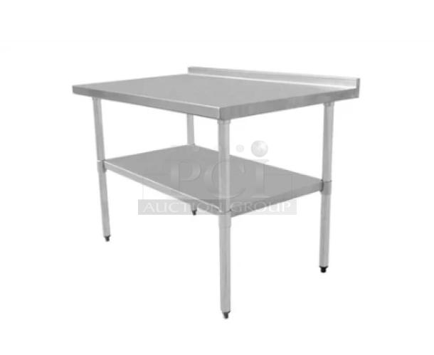 Serv-Ware Commercial Stainless Steel Single Undershelf 18"x30" Filler Table! With 2" Upturned Back Splash! Model: T3018CWP-3-T! On Legs! - Image 1 of 1