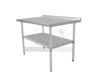Serv-Ware Commercial Stainless Steel Single Undershelf 18"x30" Filler Table! With 2" Upturned Back Splash! Model: T3018CWP-3-T! On Legs!