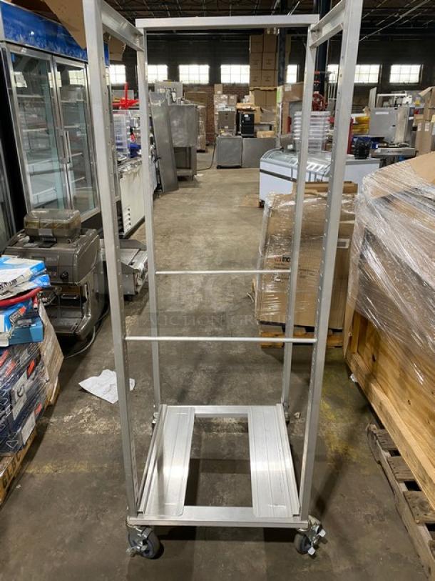 NEW Cres-Cor aluminum 12-pan end load utility rack, Model 207UA13A, on casters, pristine condition.