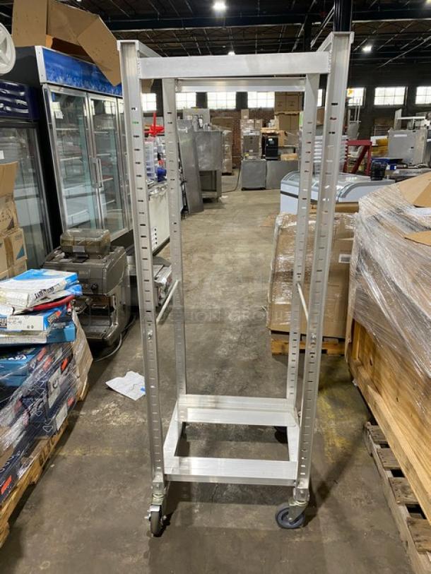 Cres-Cor Aluminum 12-Pan Utility Rack, Model 207UA13A, new with casters, commercial use, end load design.