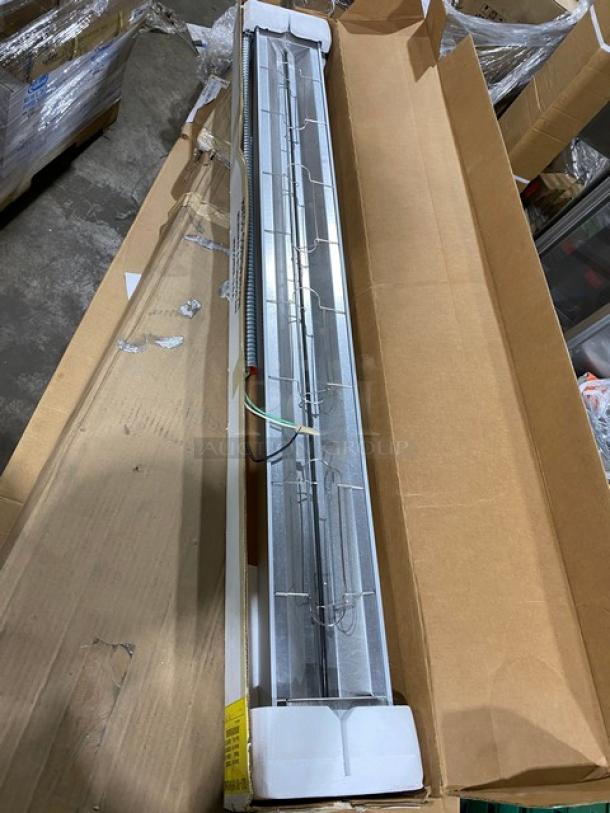 Brand new Hatco Glo-Ray infrared warmer, model GRAH-60. Aluminum, 60" high wattage, 120V 1 Phase. Serial number 9625051708.