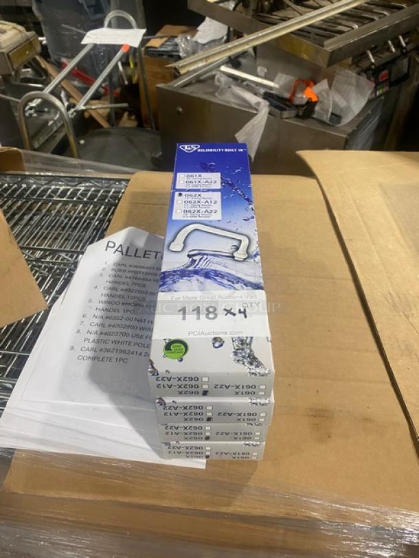Brand new T&S 12" swing nozzle, model 062X, in original packaging. Chrome plated, commercial grade.