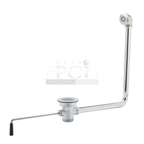 BRAND NEW T&S B-3950-01 twist lever waste drain, chrome-plated, 3-1/2" x 2", with removable strainer and overflow tube.