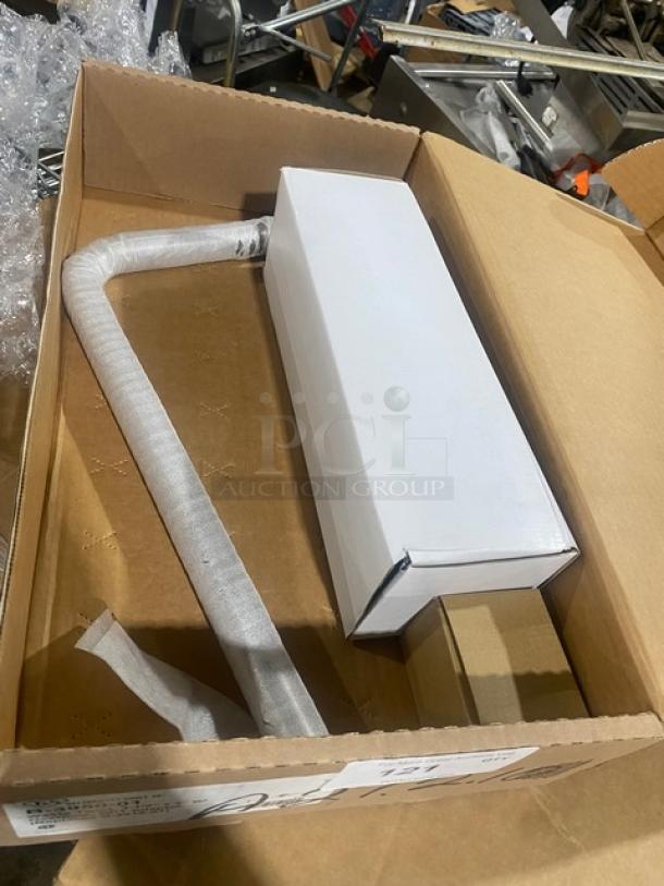 T&S Model B-3950-01 commercial twist lever waste drain, brand new in box, with snap-in strainer and overflow tube.