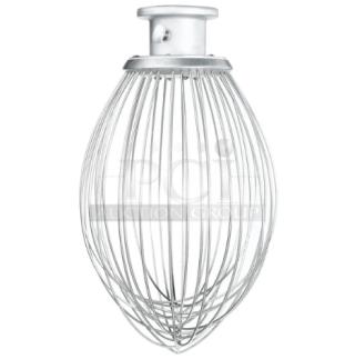 Brand new Hobart Legacy Series stainless steel 80 Qt. wire whip attachment, Model DWHIP-HL80, for commercial use.