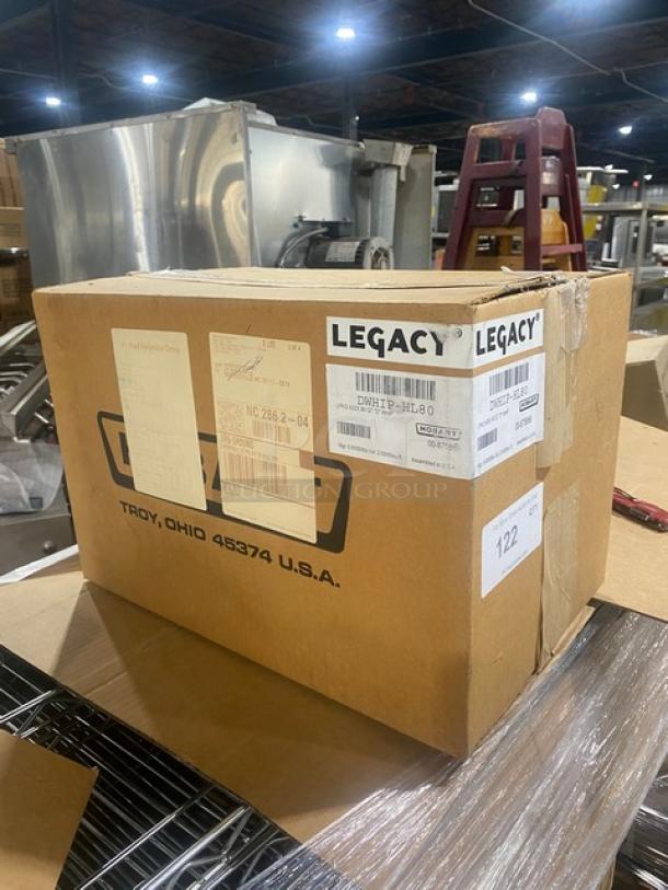 Brand new Hobart Legacy Series 80 Qt. Wire Whip, model DWHIPHL80, in sealed box. Markings indicate model and make.