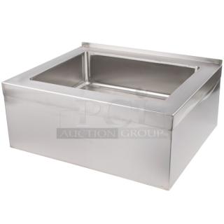 Brand new Advance Tabco stainless steel floor-mounted mop sink, model 9-OP-20, with polished finish.