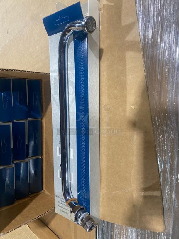 Brand new T&S 062XM 12" swing nozzle, chrome plated, in original packaging. Commercial-grade quality.