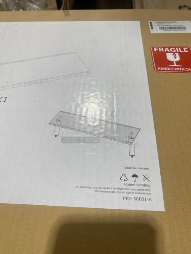 Brand new Steelite International Mogogo Buffet Series acrylic sneeze guard, model S-ADD-PL-01-01. Dimensions 1" x 71".