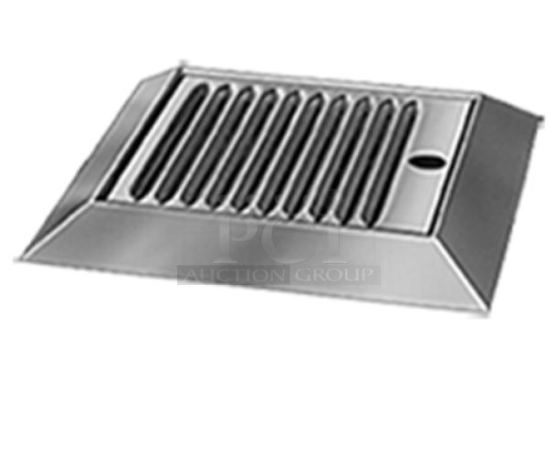 Brand new Perlick C18645A stainless steel top-mount drip tray with faucet coupling nut, commercial grade.