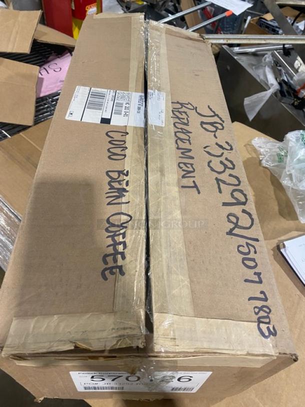 Cardboard box labeled "Coco Bean Coffee" with shipping labels, unopened condition.