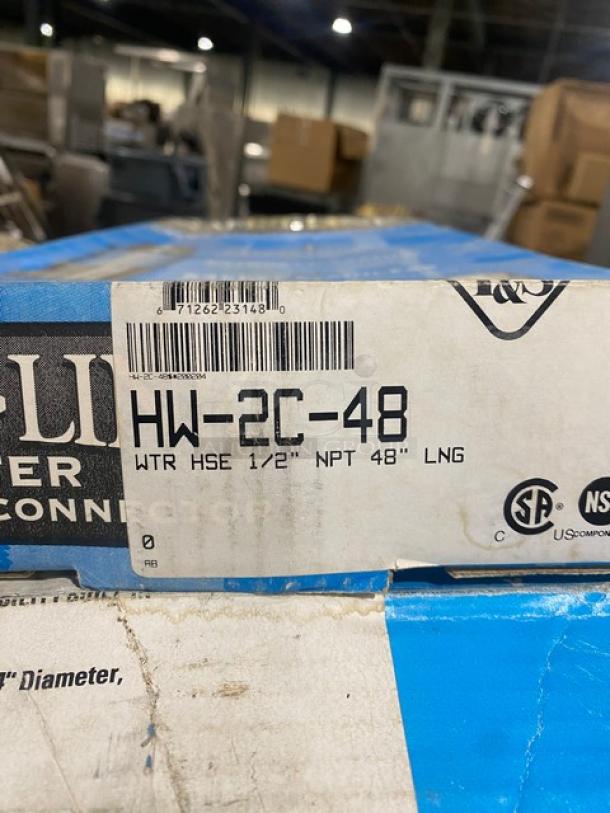 T&S Safe-T-Link Series HW-2C-48 water appliance connector hose, 1/2" x 48", new in original packaging, box label visible.