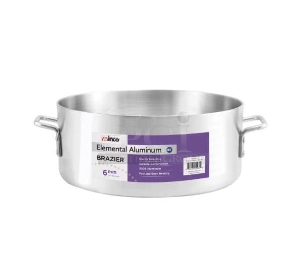 Brand new Winco Elemental Series 40 Qt. Brazier, model ALBH-40, commercial aluminum, durable handles, fast heating.