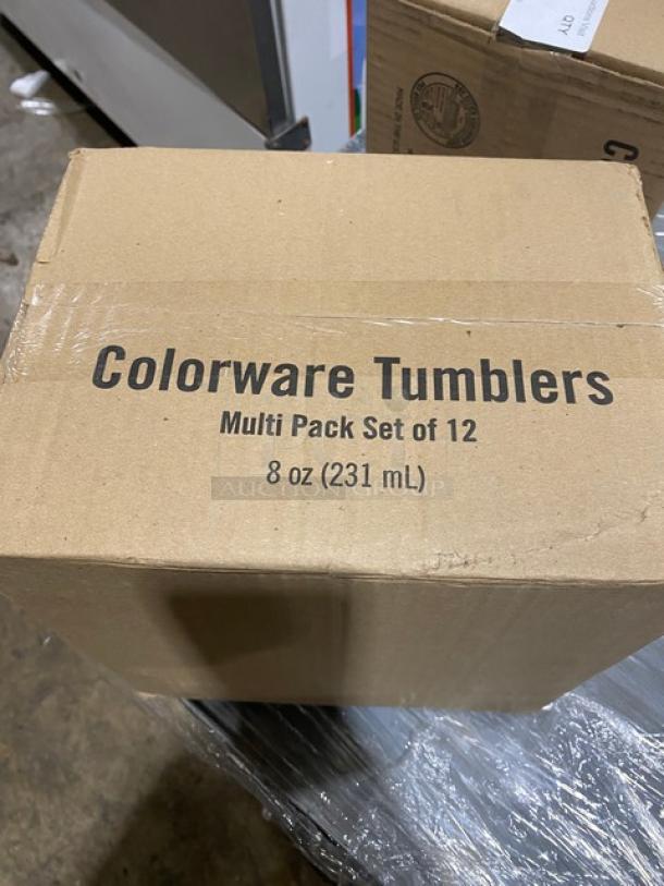 Cambro Colorware Series commercial amber tumblers, model 800P153, 8 oz, 6 sets, brand new in box.