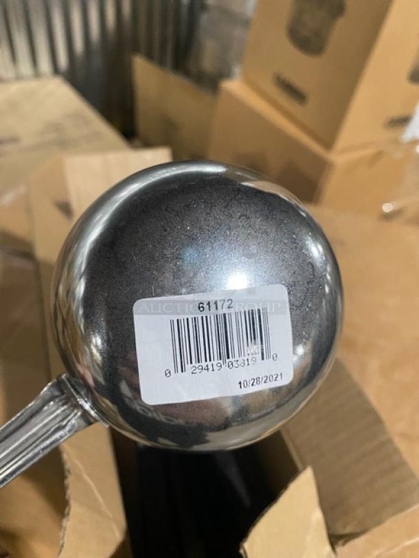Vollrath 4 Oz. spoodle, model 61172, stainless steel, black grip handle, brand new, barcode label visible.