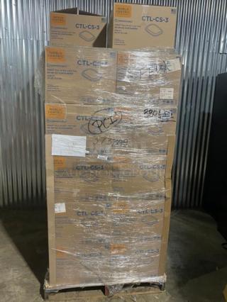 Full pallet of new World Centric CTL-CS-3 8.8"x6.8" compostable fiber box lids, 400 per case, 22X lot.