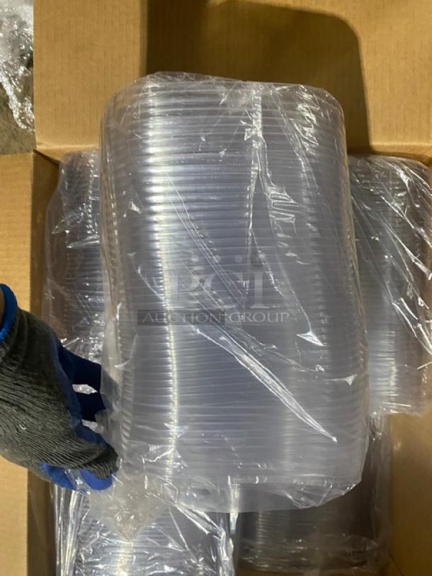 Pallet of World Centric Ingeo Series CTL-CS-3 clear 8.8"x6.8" compostable fiber box lids, new condition, 400 per case.