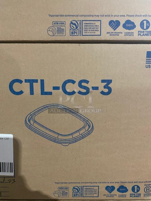BRAND NEW! Full pallet of World Centric Model CTL-CS-3 compostable fiber box lids, 400 per case, 8.8"x6.8".