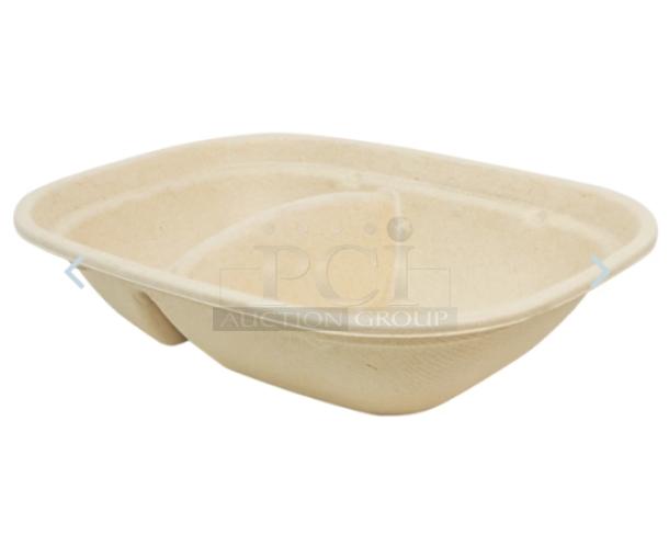 World Centric Leaf Plus compostable fiber box, 2-compartment, 24 oz, model CTSC24DLFP. Brand new condition.