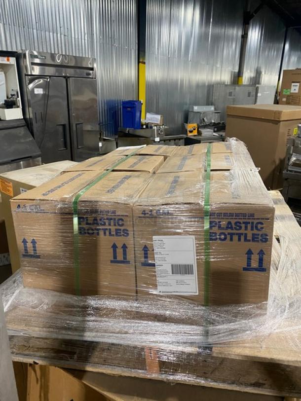 Pallet of Gaylord GL-G510EF exhaust hood system cleaner, 1-gallon bottles, 4 per case. New, boxed, labeled, and palletized.