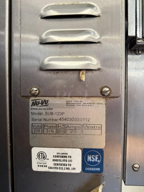 Great Condition - NuVU Model SUB-123 Double Deck Electric Oven Proofer Combo 120/240V, 3 Phase - Tested & Working! - Image 6 of 7