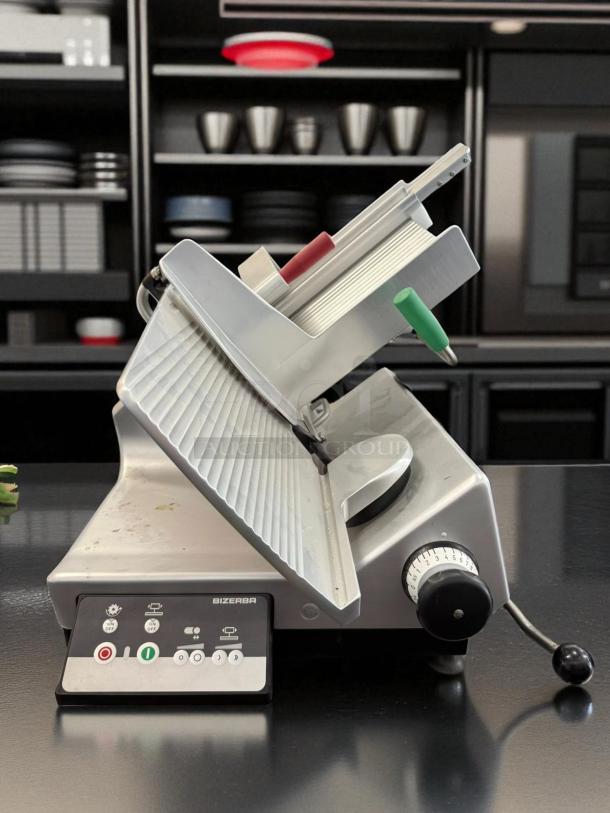 Great Buy - Bizerba Model L-22 Automatic Gravity Feed Meat Slicer w/ 13" Blade, Safety Illuminated Dial, Aluminum, 1/2 hp 120V. 1Ph. - Tested & Working - Image 2 of 5