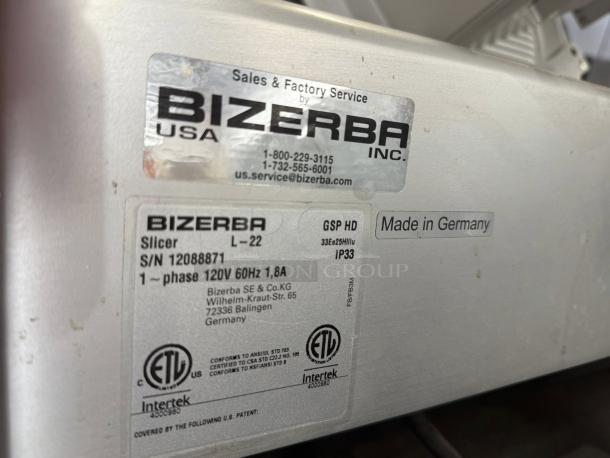 Great Buy - Bizerba Model L-22 Automatic Gravity Feed Meat Slicer w/ 13" Blade, Safety Illuminated Dial, Aluminum, 1/2 hp 120V. 1Ph. - Tested & Working - Image 5 of 5
