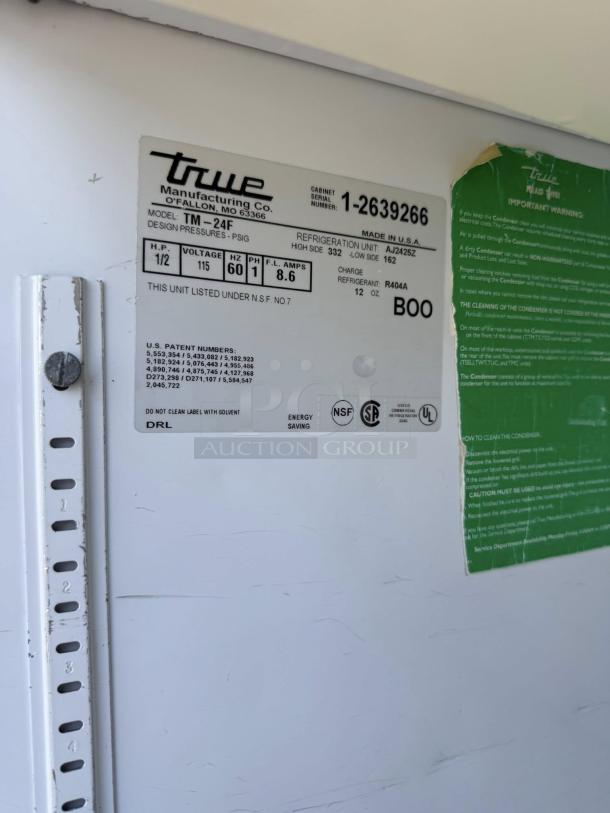 Great Condition - True TM-24 Top Mount 24 Cu.Ft Commercial Cooler Stainless Swing Door - Tested & Working - Image 6 of 6